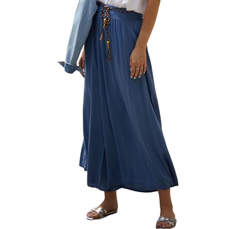Och Bella Hosenrock Damen Lang mit hoher Taille - Aus extrem weichem, luftigem Material Hosen Damen - Lässige Hosen Damen High Waist Perfekt für die kommende Sommersaison (Blau, XL) von Och Bella