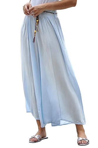 Och Bella Hosenrock Damen Lang mit hoher Taille - Aus extrem weichem, luftigem Material Hosen Damen - Lässige Hosen Damen High Waist Perfekt für die kommende Sommersaison (Hellblau S) von Och Bella