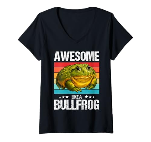 Damen Ochsenfrösche Ochsenfrosch T-Shirt mit V-Ausschnitt Damen Ochsenfrösche Ochsenfrosch T-Shirt mit V-Ausschnitt von Ochsenfrösche Ochsenfrosch Tier Shop