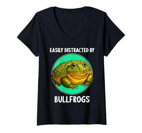 Damen Ochsenfrösche Ochsenfrosch T-Shirt mit V-Ausschnitt Damen Ochsenfrösche Ochsenfrosch T-Shirt mit V-Ausschnitt von Ochsenfrösche Ochsenfrosch Tier Shop