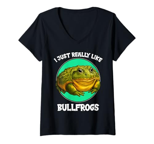 Damen Ochsenfrösche Ochsenfrosch T-Shirt mit V-Ausschnitt Damen Ochsenfrösche Ochsenfrosch T-Shirt mit V-Ausschnitt von Ochsenfrösche Ochsenfrosch Tier Shop