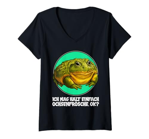 Damen Ochsenfrösche Ochsenfrosch T-Shirt mit V-Ausschnitt Damen Ochsenfrösche Ochsenfrosch T-Shirt mit V-Ausschnitt von Ochsenfrösche Ochsenfrosch Tier Shop