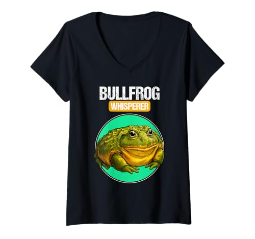 Damen Ochsenfrösche Ochsenfrosch T-Shirt mit V-Ausschnitt Damen Ochsenfrösche Ochsenfrosch T-Shirt mit V-Ausschnitt von Ochsenfrösche Ochsenfrosch Tier Shop