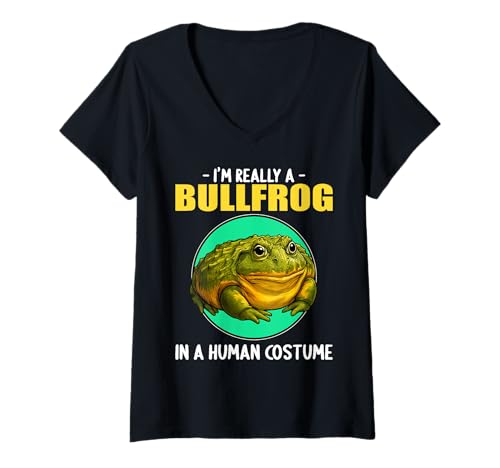 Damen Ochsenfrösche Ochsenfrosch T-Shirt mit V-Ausschnitt Damen Ochsenfrösche Ochsenfrosch T-Shirt mit V-Ausschnitt von Ochsenfrösche Ochsenfrosch Tier Shop