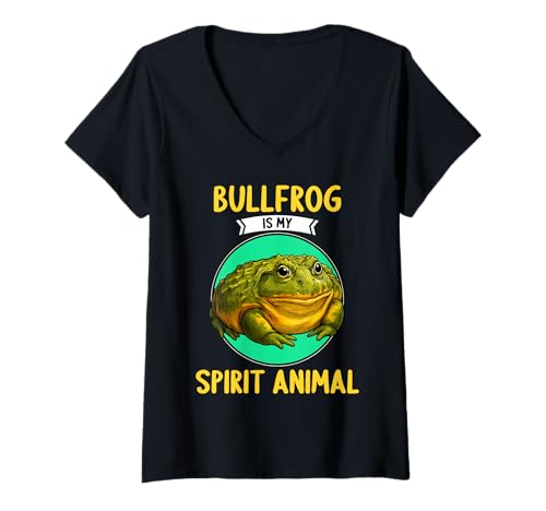 Damen Ochsenfrösche Ochsenfrosch T-Shirt mit V-Ausschnitt Damen Ochsenfrösche Ochsenfrosch T-Shirt mit V-Ausschnitt von Ochsenfrösche Ochsenfrosch Tier Shop