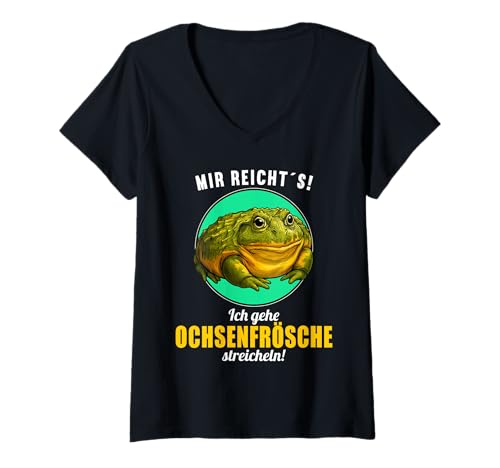 Damen Ochsenfrösche Ochsenfrosch T-Shirt mit V-Ausschnitt Damen Ochsenfrösche Ochsenfrosch T-Shirt mit V-Ausschnitt von Ochsenfrösche Ochsenfrosch Tier Shop