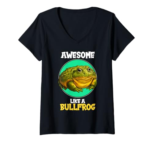 Damen Ochsenfrösche Ochsenfrosch T-Shirt mit V-Ausschnitt Damen Ochsenfrösche Ochsenfrosch T-Shirt mit V-Ausschnitt von Ochsenfrösche Ochsenfrosch Tier Shop