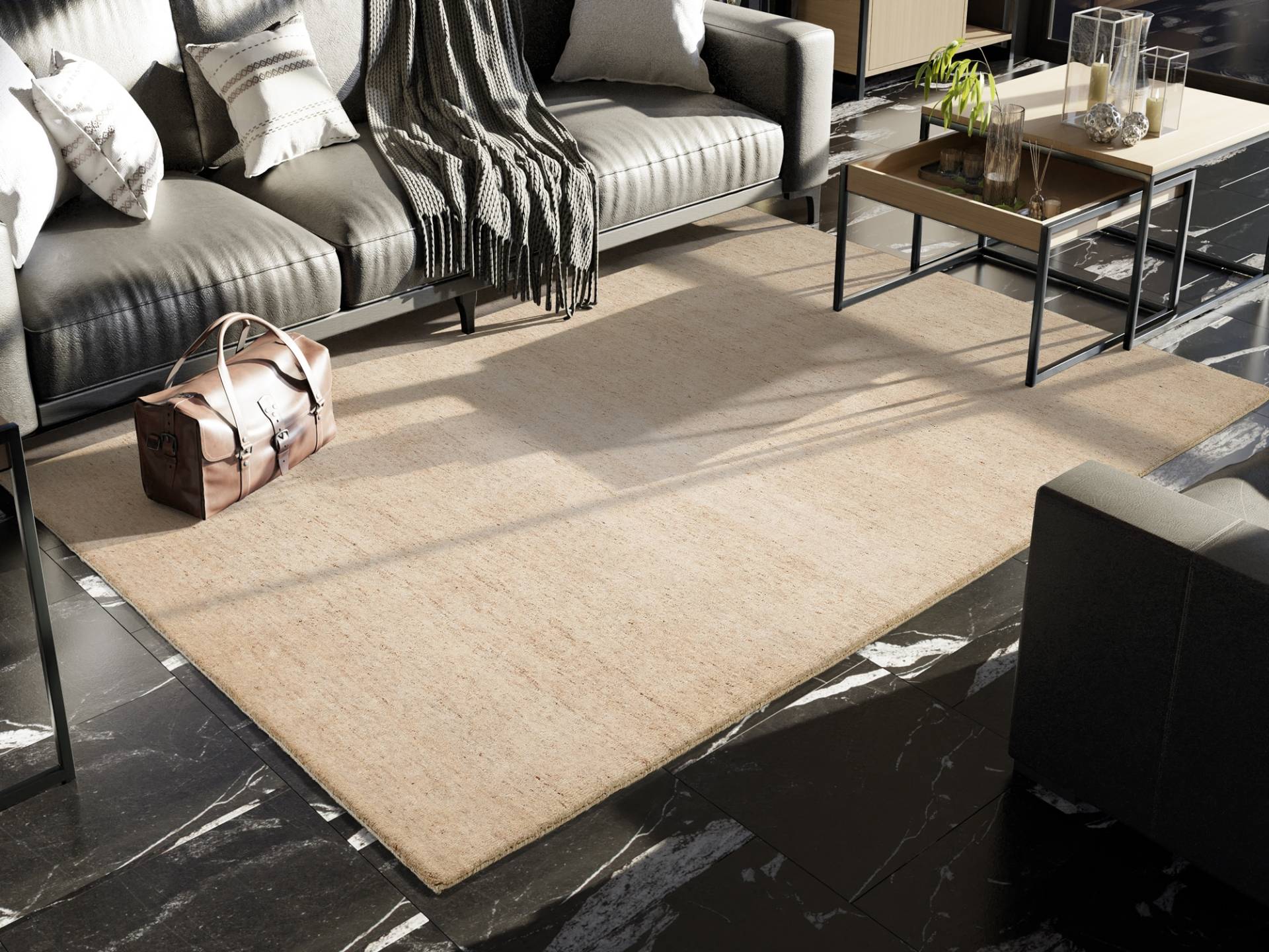 OCI DIE TEPPICHMARKE Wollteppich "ESEMPIO UNI MELANGE" rechteckig 18 mm Höhe reine Wolle, handgeknüpft, hochwertig verarbeitet, natürlich warm von Oci Die Teppichmarke