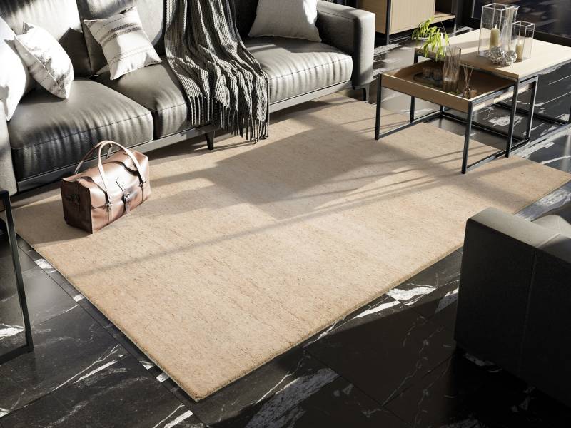 OCI DIE TEPPICHMARKE Wollteppich "ESEMPIO UNI MELANGE" rechteckig 18 mm Höhe reine Wolle, handgeknüpft, hochwertig verarbeitet, natürlich warm von Oci Die Teppichmarke