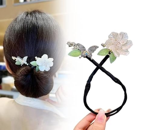 Strass-Blumen-Haarspange, Lazy Hair Curler Deft Bun Maker, ozeanblaue Feder-Haarnadel, Crystal Hair Bun Maker Lazy Hair Curler, elegante Haarspange für Frauen (D) von Ocilenya