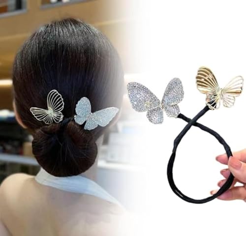 Strass-Blumen-Haarspange, Lazy Hair Curler Deft Bun Maker, ozeanblaue Feder-Haarnadel, Crystal Hair Bun Maker Lazy Hair Curler, elegante Haarspange für Frauen (E) von Ocilenya