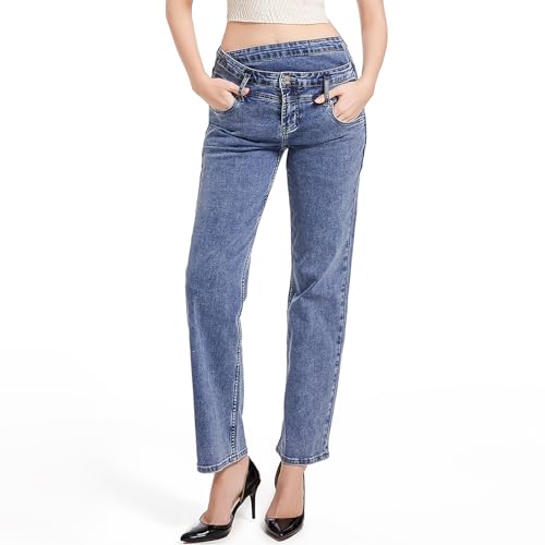 Ocimcia Baggy Jeans Damen Bequeme und stilvolle High Waist Jeans Hose für jeden Anlass Hose mom weites Straight Leg Wide Hosen Jeanshose Hohe Taille von Ocimcia