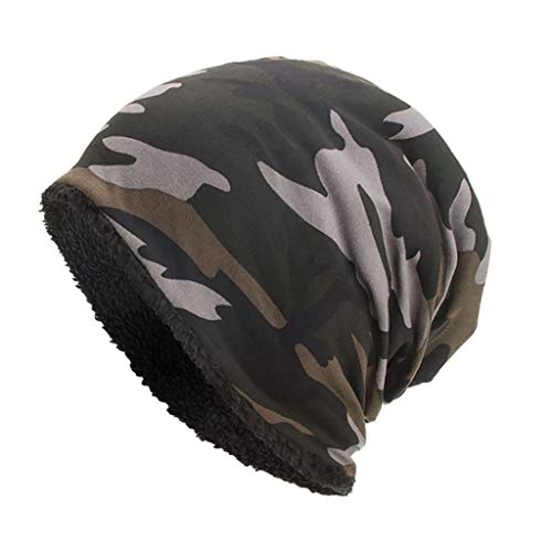 Ocobudbxw Unisex Winter Warm Baggy Beanie Mütze Camouflage Faux Fleece gefüttert Ski Skull Cap von Ocobudbxw