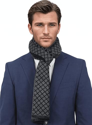Ocomfly Herrenschal – Premium-Schal für Herren in Geschenkverpackung. Ultra warm, weich, langlebig und stilvoll, Herrenschal für den Winter, Schwarzes Rankgitter, Large von Ocomfly