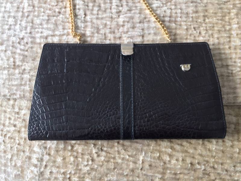 Mock Croc Clutch 1980Er Jahre Schwarz Mock Croc Clutch 1980Er Jahre Schwarz von Ocovintage