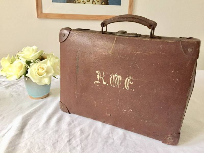 Vintage Brauner Leder Koffer von Ocovintage