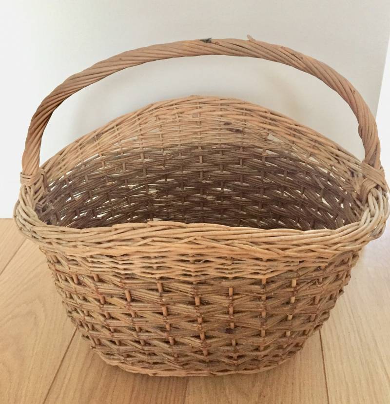 Vintage Weidengeflecht Oval Großen Korb von Ocovintage