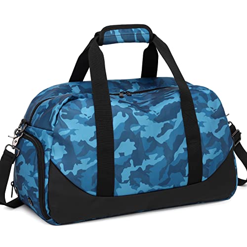 OctSky Sporttasche für Herren, Jungen, mit Schuhfach und Nasstasche, Übernachtungstasche oder Kinder, Camo Blue-2 von OctSky
