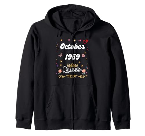 Oktober 1959 Königin seit Oktober 1959 Geburtstag Mädchen Frauen Kapuzenjacke Oktober 1959 Königin seit Oktober 1959 Geburtstag Mädchen Frauen Kapuzenjacke von October 1959 Queen Since October 1959 Birthday