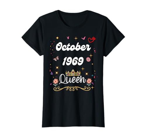 Oktober 1969 Königin seit Oktober 1969 Geburtstag Mädchen Frauen T-Shirt Oktober 1969 Königin seit Oktober 1969 Geburtstag Mädchen Frauen T-Shirt von October 1969 Queen Since October 1969 Birthday