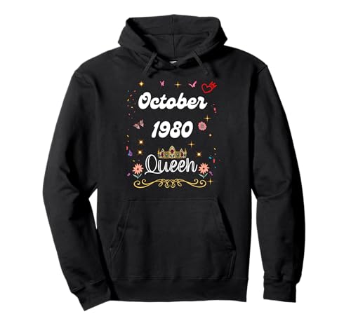 Oktober 1980 Königin seit Oktober 1980 Geburtstag Mädchen Frauen Pullover Hoodie Oktober 1980 Königin seit Oktober 1980 Geburtstag Mädchen Frauen Pullover Hoodie von October 1980 Queen Since October 1980 Birthday