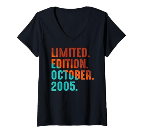 Damen Limitierte Auflage, Oktober 2005 Geburtstag T-Shirt mit V-Ausschnitt Damen Limitierte Auflage, Oktober 2005 Geburtstag T-Shirt mit V-Ausschnitt von October 2005 Retro Vintage Year 2005 Gift