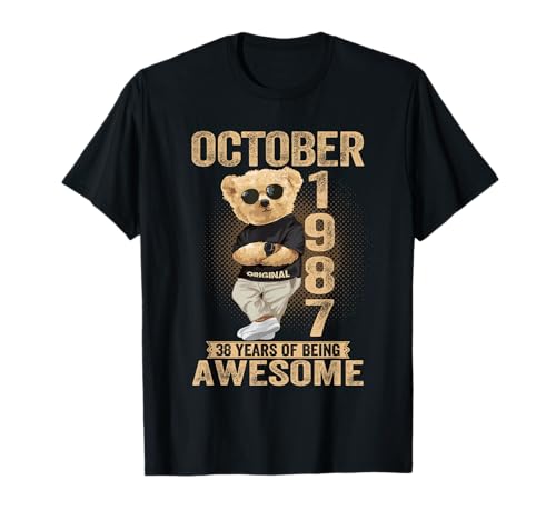 Oktober 38. Geburtstag Männer Frauen 1987 Toller Teddybär T-Shirt Oktober 38. Geburtstag Männer Frauen 1987 Toller Teddybär T-Shirt von October 38th Birthday Men Women 1987 Awesome Tee