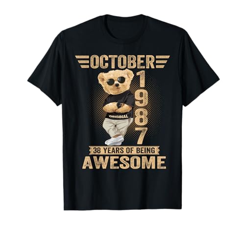Oktober 38. Geburtstag Männer Frauen 1987 Toller Teddybär T-Shirt Oktober 38. Geburtstag Männer Frauen 1987 Toller Teddybär T-Shirt von October 38th Birthday Men Women 1987 Awesome Tee