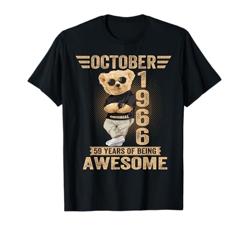 59. Oktober Geburtstag Männer Frauen 1966 Toller Teddybär T-Shirt 59. Oktober Geburtstag Männer Frauen 1966 Toller Teddybär T-Shirt von October 59th Birthday Men Women 1966 Awesome Tee