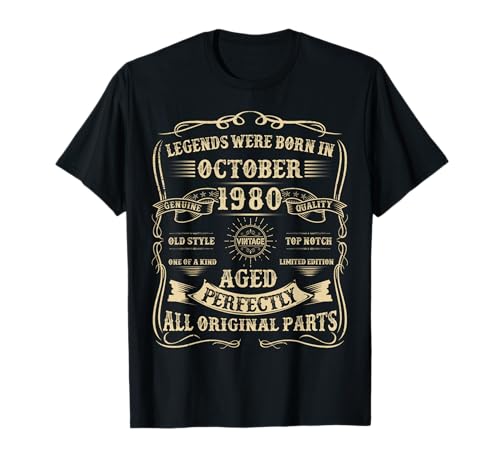 Geschenke zum 44. Geburtstag für Männer 44 Jahre alt Geburtstag Oktober 1980 T-Shirt Geschenke zum 44. Geburtstag für Männer 44 Jahre alt Geburtstag Oktober 1980 T-Shirt von October Retro Birthday Outfit For Men And Women