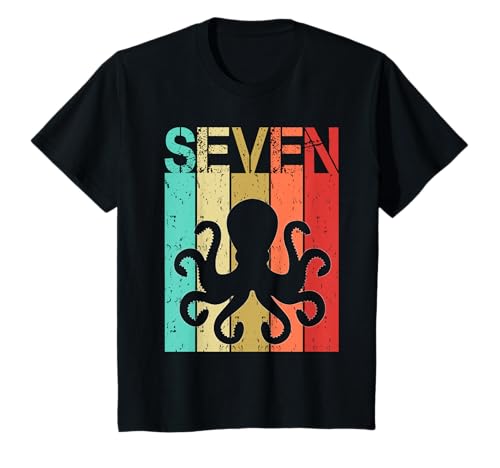 Kinder Octopus 7 Geburtstag Junge Mädchen Octopus 7 Jahre alt T-Shirt von Octopus 7th Birthday Vintage Design