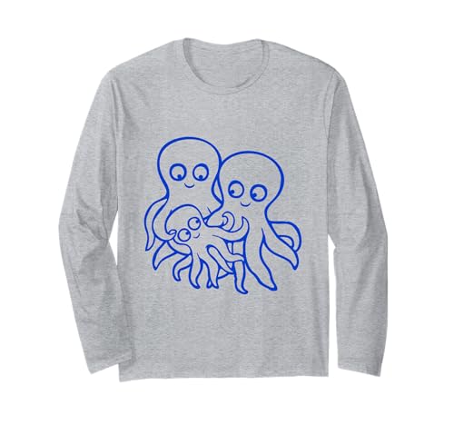 krake Mama Papa EIN Kind Baby Mutter Vater Familie schwanger Langarmshirt von Octopus Calamari Squid Tentacle Kraken Animal Fun