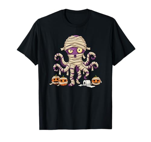 Lustiger Krake Mumie Kürbis Halloween Kinder Herren Damen T-Shirt von Octopus Lovers Cute Halloween Outfits for Boy Girl