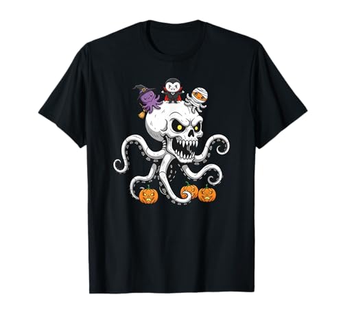 Octopus Skelett Mama Hexe Halloween Kinder Herren Damen T-Shirt von Octopus Lovers Cute Halloween Outfits for Boy Girl