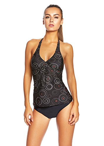 Octopus Angesagtes Tankini Set mit Hotpants/Bikinislip f3075 Farbe: Tankini Schwarz/Braun Bedruckt A(1074)-S4(sw), Gr. 44 von Octopus