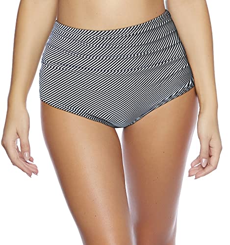 Octopus Damen Bikinislip Elegante/Figurumspielende/Bikinihose/High Waist Slip f5675 Farbe: S24(1469) High Waist Slip Weiss gestreift, Gr. 44 von Octopus