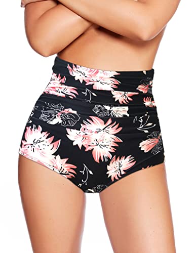 Octopus Damen Bikinislip Elegante High Waist Bikinihose f5678 Farbe: S11(1448) High Waist Slip Schwarz Apricot geblümt, Gr. 36 von Octopus