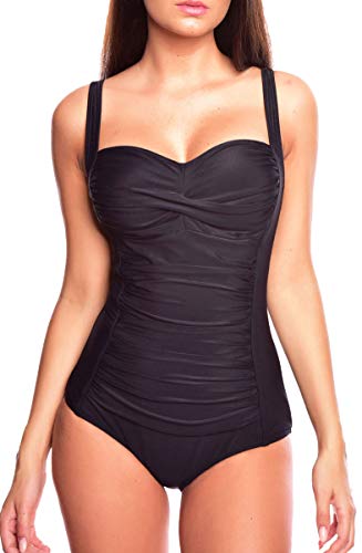 Octopus Figuroptimizer! Soft Cups Badeanzug/Tankini mit Wow Effekt! Flacher Bauch! Cut Out! Verschiedene Designs f4307 Farbe: Badeanzug Schwarz/Black Beauty BA6, Gr. 44 von Octopus