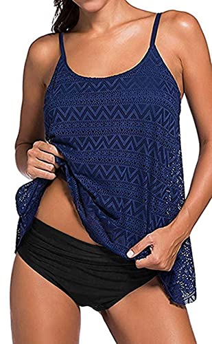 Octopus Figurumspielende Bademode im Oversize Look Tankini Set mit Slip f5681 Farbe: Tankini Blau, Slip schwarz T18(ma)-S4(sw), Gr. 42 von Octopus