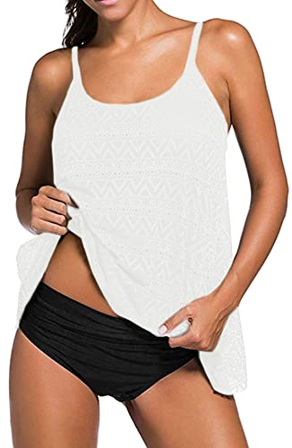 Octopus Figurumspielende Bademode im Oversize Look Tankini Set mit Slip f5681 Farbe: Tankini Weiss, Slip schwarz T18(wei)-S4(sw), Gr. 56 von Octopus