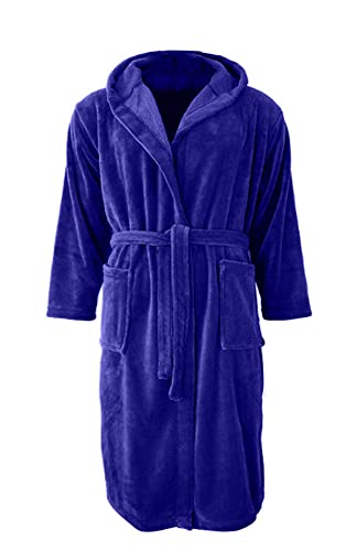 Octopus Herren Bademantel aus Mikrofleece mit Kapuze Morgenmantel Saunamantel extra weich f5638 Farbe: Bademantel Blau (1488) (1488), Gr. L von Octopus