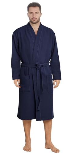 Octopus Herren Bademantel aus Waffelpique mit 2 Taschen - Gürtel - Kapuze - Ökotex Standard 100 aus 100% Baumwolle f5718 Farbe: Bademantel Blau (1493), Gr. 3XL von Octopus