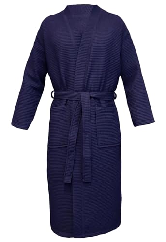 Octopus Herren Waffelpique Bademantel 2 Taschen - Gürtel - Kapuze - Ökotex Standard 100 aus 100% Baumwolle f5717 Farbe: Bademantel Blau (1493), Gr. L von Octopus