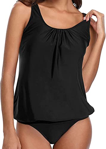 Octopus Oversize Tankini Set - Plus Size Bademode für den perfekten Sommerlook f5752 Farbe: Tankini Schwarz, High Waist Slip G(1484)+S9(sw), Gr. 46 von Octopus