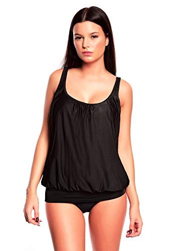 Octopus Unsere Top Tankini Kollektion in verschiedenen Modellen/Farben. Körperschmeichelnd, kaschierend für die perfekte Strandfigur -f6048 Farbe: Tankini Schwarz G(1484)+S4(sw), Gr. 48 von Octopus