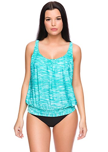 Octopus Unsere Top Tankini Kollektion in verschiedenen Modellen/Farben. Körperschmeichelnd, kaschierend für die perfekte Strandfigur -f6048 Farbe: Türkis meliert G(1383)-S4(sw), Gr. 46 von Octopus