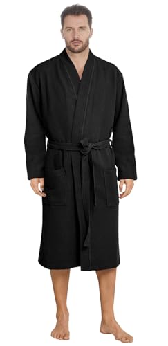 Style und Komfort vereint: Herren Baumwoll Bademantel in angesagten Farben aus Velours, Frottee oder Waffelpique f5712 Farbe: Bademantel Schwarz (1510), Gr. 3XL von Octopus