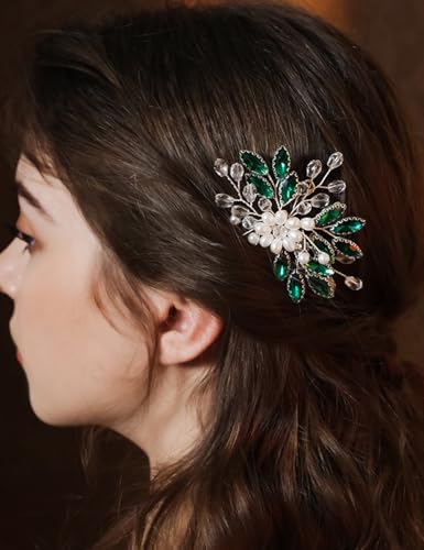 Octwine Handgefertigte Braut Hochzeit Grün Strass Haarnadeln Braut Haarschmuck Strass Perlen Haarnadeln Kristall Haarspangen für Frauen Octwine Handgefertigte Braut Hochzeit Grün Strass Haarnadeln Braut Haarschmuck Strass Perlen Haarnadeln Kristall Haarspangen für Frauen von Octwine