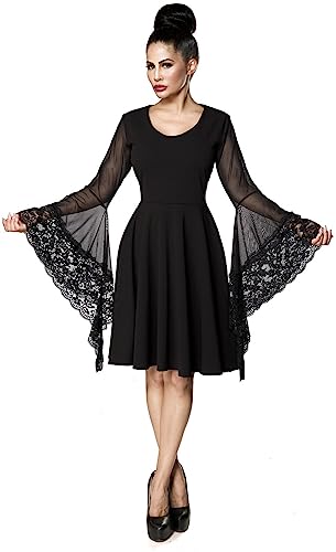 Ocultica Gothic-Kleid mit Trompetenärmel Frauen Mittellanges Kleid schwarz XXL von Ocultica