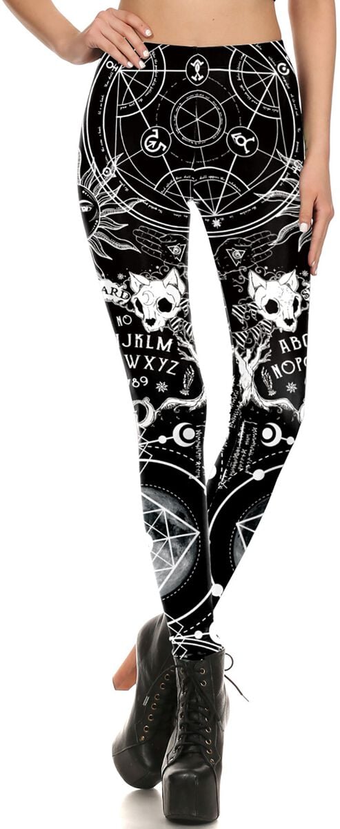 Ocultica - Gothic Leggings - Animal Symbol Leggings - S bis XXL - für Damen - Größe L - schwarz/weiß von Ocultica